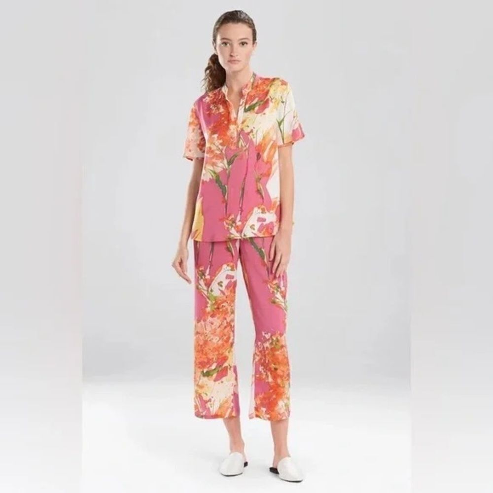 Natori Pink and Orange Floral Pajama Set